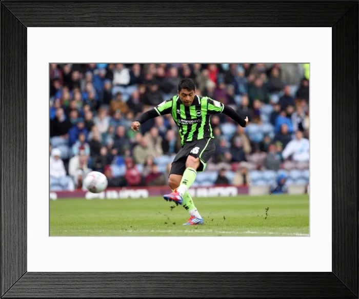 Framed Print : Gonzalo Jara Reyes Shoots for Brighton & Hove Albion against Burnley, Npower Championship, 2012