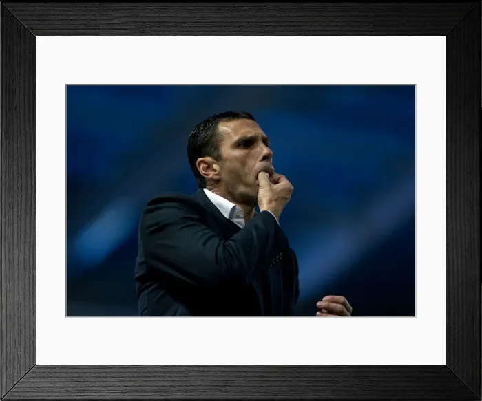 Framed Print : Gus Poyet Leads Brighton & Hove Albion Against Reading, April 2012 Framed Print : Gus Poyet Leads Brighton & Hove Albion Against Reading, April 2012