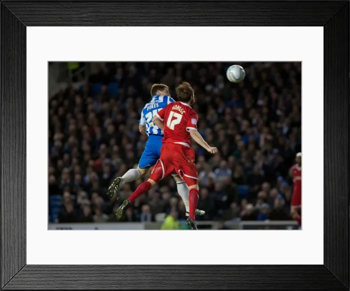 Framed Print : Dramatic Header Save: Brighton & Hove Albion's Defense Thwarts Sam Vokes at Amex Stadium, Championship 2012 Framed Print : Dramatic Header Save: Brighton & Hove Albion's Defense Thwarts Sam Vokes at Amex Stadium, Championship 2012