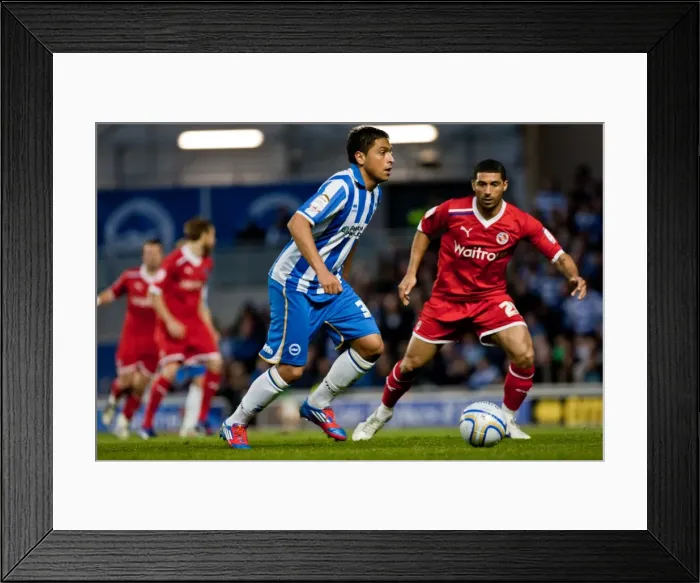 Framed Print : Gonzalo Jara Reyes in Action for Brighton & Hove Albion vs. Reading, Npower Championship, April 10, 2012