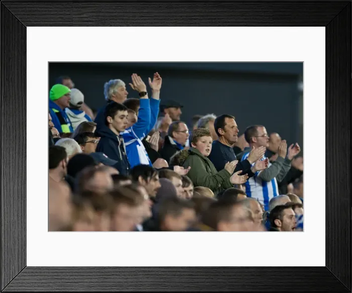 Framed Print : Passionate North Stand Fans at Brighton & Hove Albion vs. Reading Championship Match (April 10, 2012)
