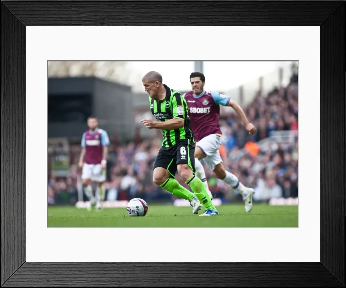 Framed Print : Brighton & Hove Albion's Adam El-Abd in Action Against West Ham United, Championship Clash at Boleyn Ground, April 14, 2012 Framed Print : Brighton & Hove Albion's Adam El-Abd in Action Against West Ham United, Championship Clash at Boleyn Ground, April 14, 2012
