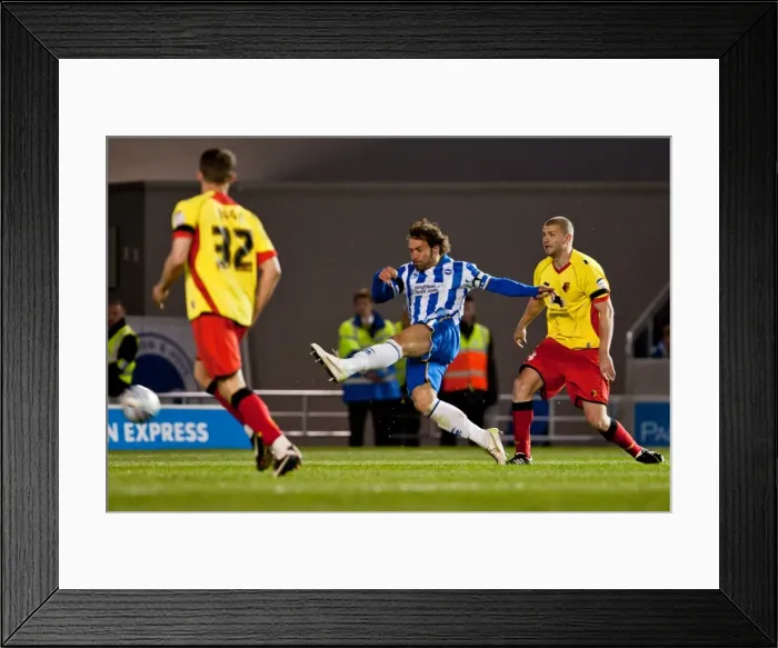 Framed Print : Inigo Calderon's Game-Winning Goal: Brighton & Hove Albion 1-2 Watford (April 17, 2012)