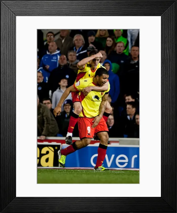 Framed Print : Troy Deeney Scores the Second Goal for Watford against Brighton & Hove Albion, April 17, 2012 Framed Print : Troy Deeney Scores the Second Goal for Watford against Brighton & Hove Albion, April 17, 2012