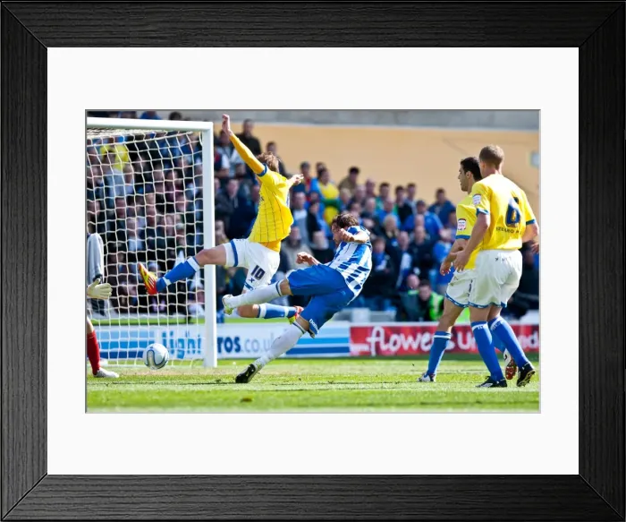 Framed Print : Inigo Calderon's Shot at Amex Stadium: Brighton & Hove Albion vs Birmingham City (April 21, 2012)