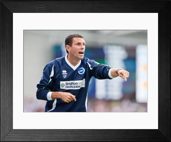 Framed Print : Gus Poyet Leads Brighton & Hove Albion Against Barnsley, August 25, 2012 Framed Print : Gus Poyet Leads Brighton & Hove Albion Against Barnsley, August 25, 2012