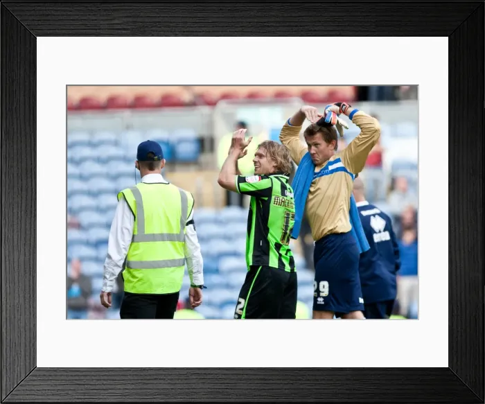 Framed Print : Celebrating Victory: Mackail-Smith and Kuszczak of Brighton & Hove Albion Framed Print : Celebrating Victory: Mackail-Smith and Kuszczak of Brighton & Hove Albion