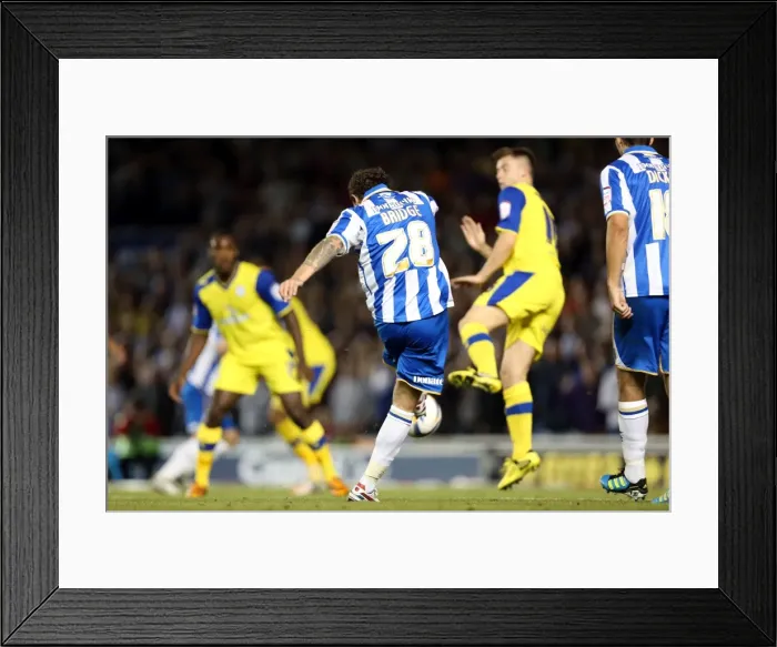 Framed Print : Wayne Bridge Scores: Brighton & Hove Albion vs. Sheffield Wednesday, September 14, 2012