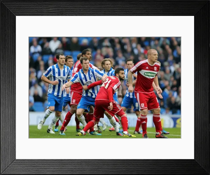 Framed Print : Ashley Barnes of Brighton & Hove Albion Waits for Corner Kick Against Middlesbrough (October 20, 2012)