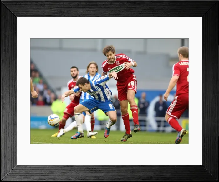 Framed Print : Barnes vs. Woodgate: Intense Battle in Brighton & Hove Albion vs. Middlesbrough Championship Clash (12-10-2012) Framed Print : Barnes vs. Woodgate: Intense Battle in Brighton & Hove Albion vs. Middlesbrough Championship Clash (12-10-2012)