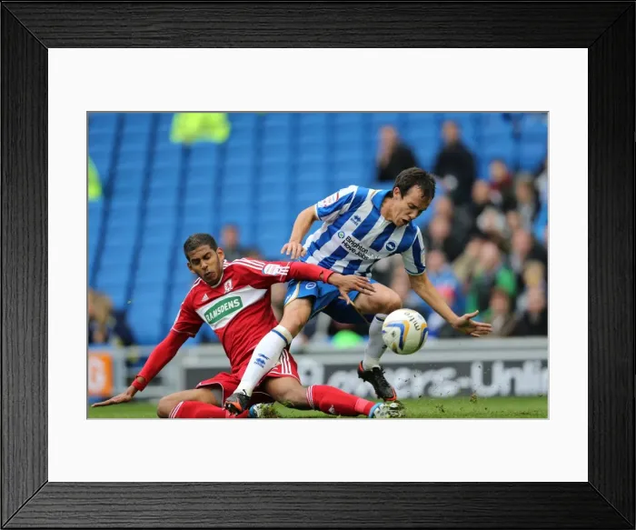Framed Print : David Lopez Fouled in Brighton & Hove Albion vs Middlesbrough, Npower Championship (October 20, 2012) Framed Print : David Lopez Fouled in Brighton & Hove Albion vs Middlesbrough, Npower Championship (October 20, 2012)