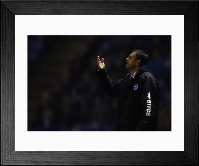 Framed Print : Gus Poyet Leads Brighton & Hove Albion Against Leicester City, Npower Championship, October 2012 Framed Print : Gus Poyet Leads Brighton & Hove Albion Against Leicester City, Npower Championship, October 2012