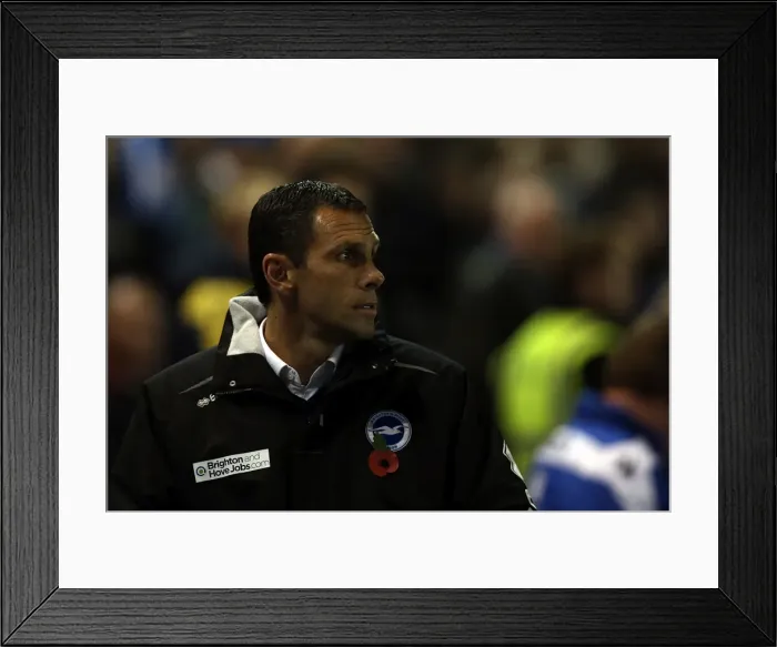 Framed Print : Gus Poyet Leads Brighton & Hove Albion Against Leeds United, Npower Championship 2012