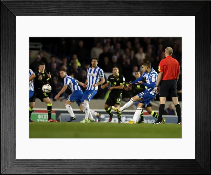 Framed Print : Andrea Orlandi Shoots Against Leeds United in Npower Championship Match at Amex Stadium (November 2, 2012) Framed Print : Andrea Orlandi Shoots Against Leeds United in Npower Championship Match at Amex Stadium (November 2, 2012)