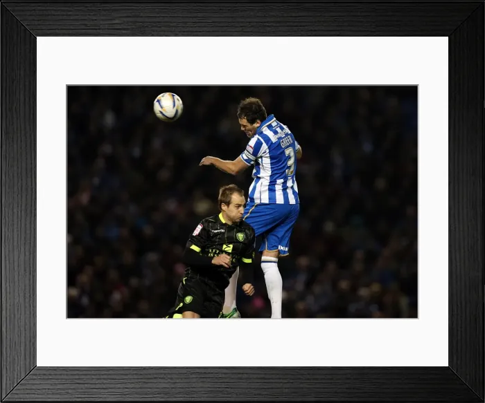 Framed Print : Gordon Greer Wins a Header: Brighton & Hove Albion vs Leeds United, Npower Championship, Amex Stadium, November 2, 2012 Framed Print : Gordon Greer Wins a Header: Brighton & Hove Albion vs Leeds United, Npower Championship, Amex Stadium, November 2, 2012
