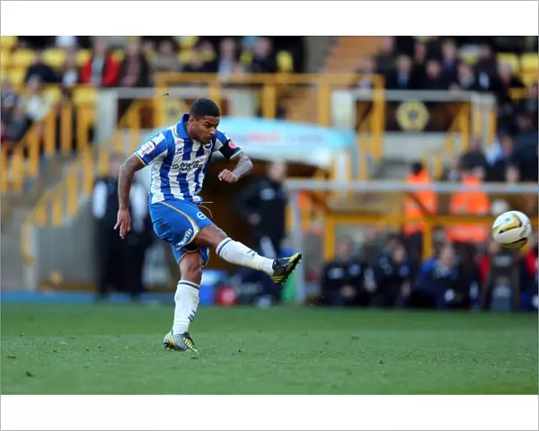 Brighton & Hove Albion's Liam Bridcutt Shoots Against Wolverhampton Wanderers, Championship Clash (November 10, 2012)