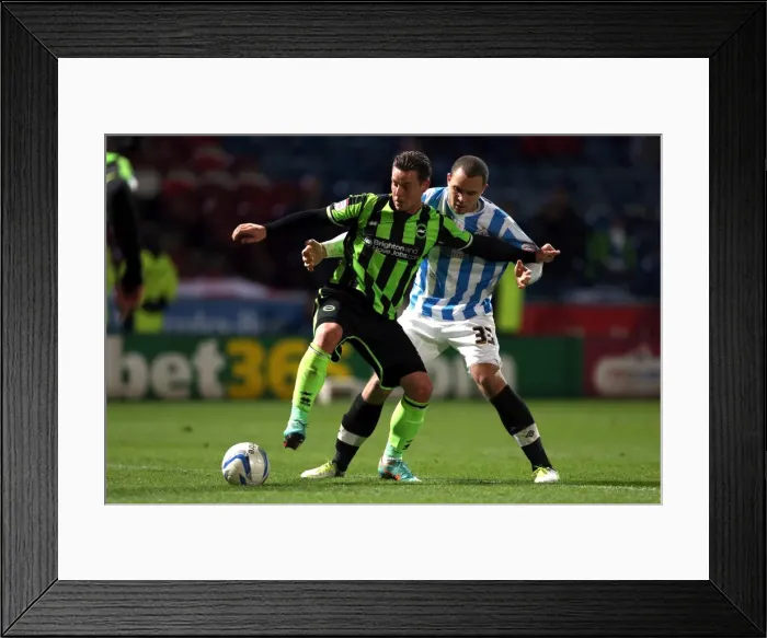 Framed Print : Hoskins vs Lynch: Intense Battle in Huddersfield's Championship Clash between Brighton and Wolves - 12th November 2012