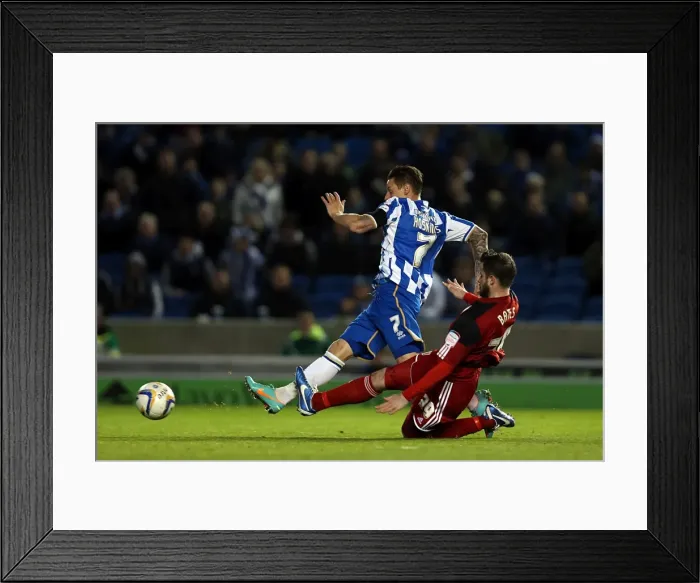 Framed Print : Hoskins Aims for Victory: Brighton & Hove Albion vs. Bristol City, Npower Championship Clash at Amex Stadium (November 27, 2012) Framed Print : Hoskins Aims for Victory: Brighton & Hove Albion vs. Bristol City, Npower Championship Clash at Amex Stadium (November 27, 2012)