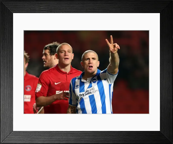Framed Print : Decisive Moment: Adam El-Abd Signals for Brighton's Win at Charlton Athletic (12-12-2012)