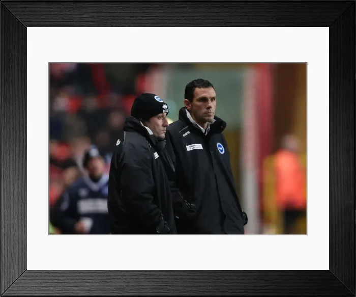 Framed Print : Gus Poyet and Mauricio Taricco: Tactical Discussion at The Valley (Charlton Athletic vs Brighton & Hove Albion, December 2012) Framed Print : Gus Poyet and Mauricio Taricco: Tactical Discussion at The Valley (Charlton Athletic vs Brighton & Hove Albion, December 2012)