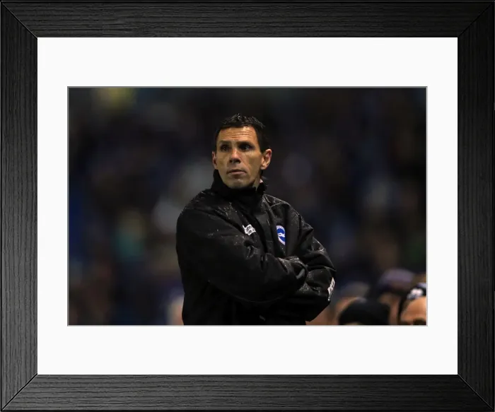 Framed Print : Gus Poyet Watching Over Brighton & Hove Albion vs. Nottingham Forest, December 15, 2012 Framed Print : Gus Poyet Watching Over Brighton & Hove Albion vs. Nottingham Forest, December 15, 2012