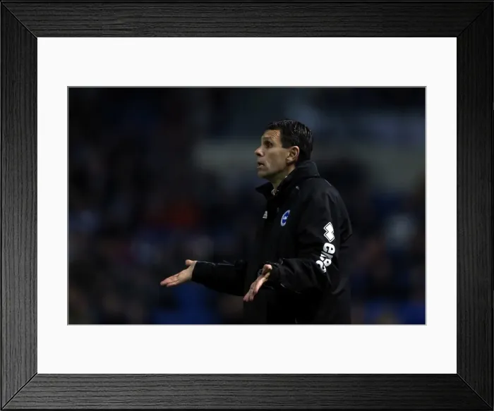 Framed Print : Gus Poyet Shrugs During Tense Brighton & Hove Albion vs Millwall Championship Match, Amex Stadium, December 18, 2012 Framed Print : Gus Poyet Shrugs During Tense Brighton & Hove Albion vs Millwall Championship Match, Amex Stadium, December 18, 2012