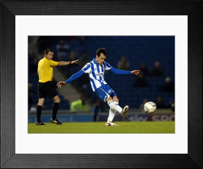 Framed Print : David Lopez Takes a Free Kick in Brighton & Hove Albion vs Millwall, December 2012 Framed Print : David Lopez Takes a Free Kick in Brighton & Hove Albion vs Millwall, December 2012