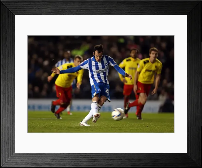 Framed Print : David Lopez Scores Penalty for Brighton & Hove Albion Against Watford, December 29, 2012 Framed Print : David Lopez Scores Penalty for Brighton & Hove Albion Against Watford, December 29, 2012