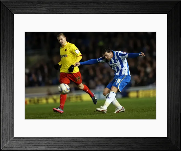 Framed Print : Wayne Bridge Shoots at Amex Stadium: Brighton & Hove Albion vs. Watford, Npower Championship, December 29, 2012 Framed Print : Wayne Bridge Shoots at Amex Stadium: Brighton & Hove Albion vs. Watford, Npower Championship, December 29, 2012