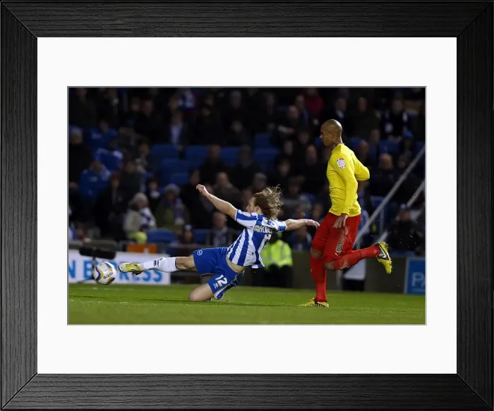 Framed Print : Craig Mackail-Smith's Shooting Moment: Brighton & Hove Albion vs Watford, Npower Championship, December 29, 2012