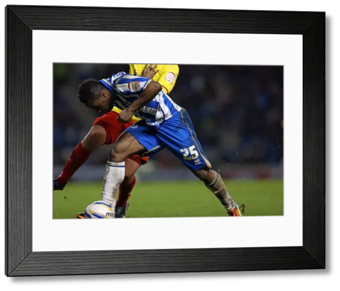 Framed Print : Kazenga LuaLua Charges Forward in Intense Brighton & Hove Albion vs Watford Championship Clash (December 2012) Framed Print : Kazenga LuaLua Charges Forward in Intense Brighton & Hove Albion vs Watford Championship Clash (December 2012)