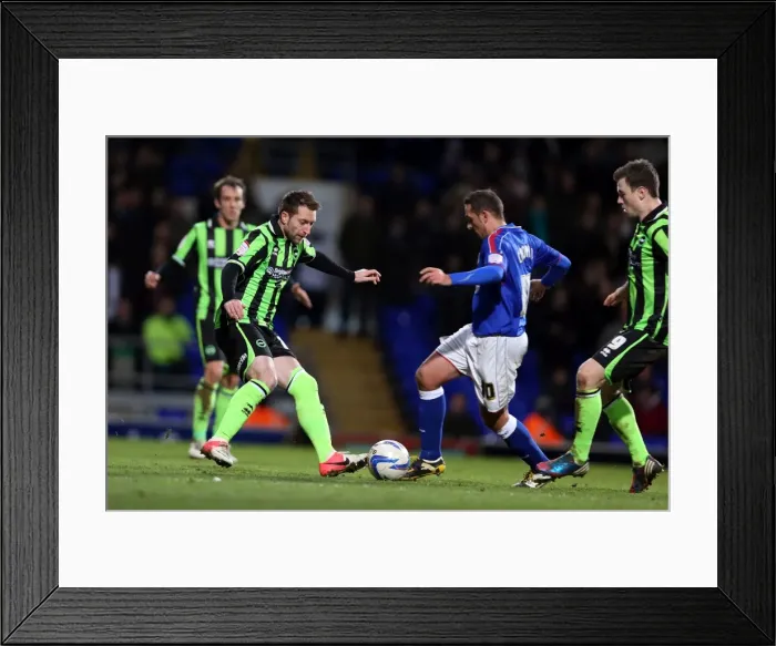 Framed Print : Stephen Dobbie Tackles in Intense Ipswich vs. Brighton & Hove Albion Championship Clash (01-01-2013) Framed Print : Stephen Dobbie Tackles in Intense Ipswich vs. Brighton & Hove Albion Championship Clash (01-01-2013)