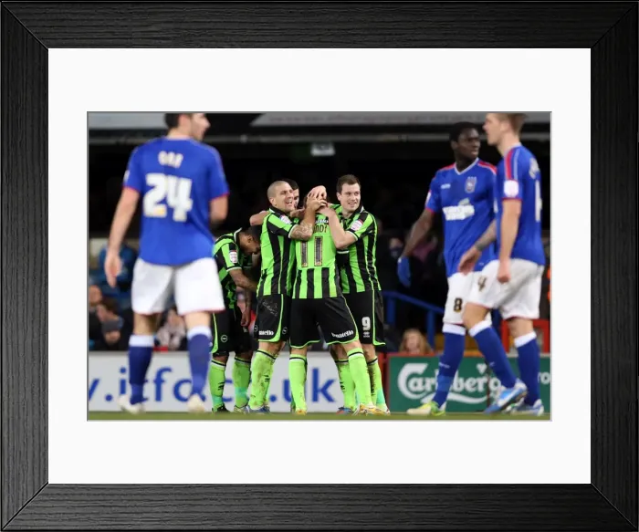 Framed Print : Wayne Bridge Scores the Game-Winning Goal: Brighton & Hove Albion's 3-0 Victory over Ipswich Town (1st January 2013) Framed Print : Wayne Bridge Scores the Game-Winning Goal: Brighton & Hove Albion's 3-0 Victory over Ipswich Town (1st January 2013)