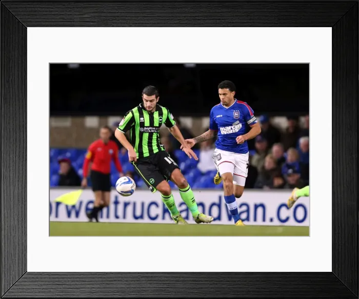 Framed Print : Gary Dicker: Intense Moment at Ipswich as Brighton & Hove Albion Take on Blackburn, Npower Championship, January 2013