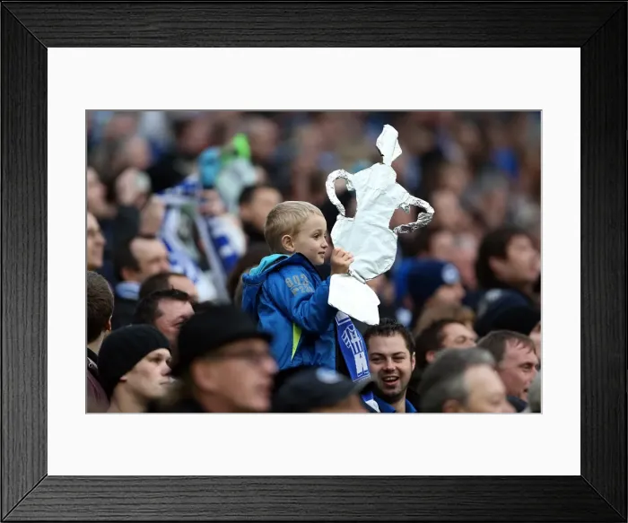 Framed Print : Young Brighton Fan with Tin Foil FA Cup at Amex Stadium during Brighton & Hove Albion vs. Newcastle United, FA Cup 3rd Round (2013) Framed Print : Young Brighton Fan with Tin Foil FA Cup at Amex Stadium during Brighton & Hove Albion vs. Newcastle United, FA Cup 3rd Round (2013)