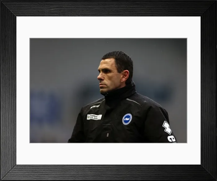Framed Print : Gus Poyet Watching Intently During the Brighton Derby vs. Derby County, January 2013 Framed Print : Gus Poyet Watching Intently During the Brighton Derby vs. Derby County, January 2013