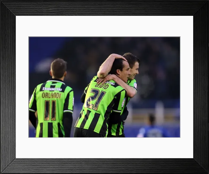 Framed Print : David Lopez Scores for Brighton & Hove Albion Against Blackburn in Npower Championship Match at Birmingham City, January 19, 2013 Framed Print : David Lopez Scores for Brighton & Hove Albion Against Blackburn in Npower Championship Match at Birmingham City, January 19, 2013