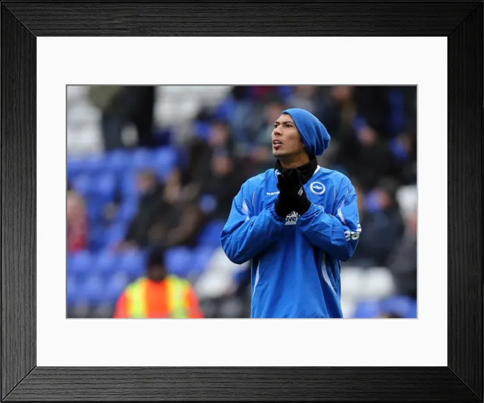 Framed Print : Brighton & Hove Albion's Leonardo Ulloa Warming Up Ahead of Blackburn Clash at Birmingham City (January 19, 2013) Framed Print : Brighton & Hove Albion's Leonardo Ulloa Warming Up Ahead of Blackburn Clash at Birmingham City (January 19, 2013)