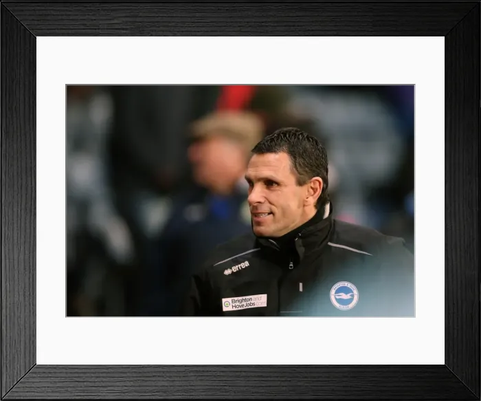 Framed Print : Gus Poyet Leads Brighton & Hove Albion at Ewood Park: Npower Championship Showdown Against Blackburn Rovers, January 2013