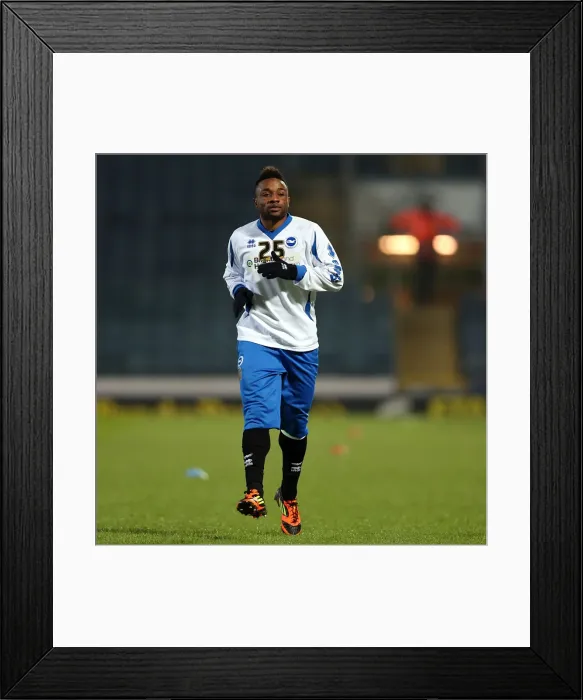 Framed Print : Brighton & Hove Albion's Kazenga LuaLua Training Ahead of Brighton Derby against Blackburn Rovers, January 2013 Framed Print : Brighton & Hove Albion's Kazenga LuaLua Training Ahead of Brighton Derby against Blackburn Rovers, January 2013