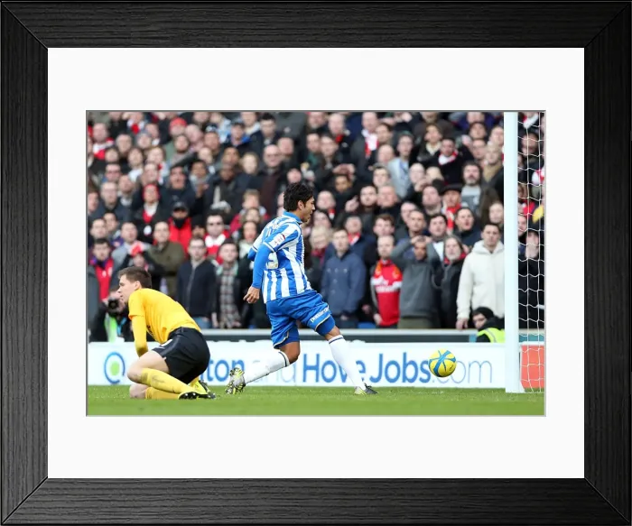 Framed Print : Disallowed Goal: Leonardo Ulloa vs. Arsenal, FA Cup 2013 (Brighton & Hove Albion - Arsenal, 26-01-2013) Framed Print : Disallowed Goal: Leonardo Ulloa vs. Arsenal, FA Cup 2013 (Brighton & Hove Albion - Arsenal, 26-01-2013)