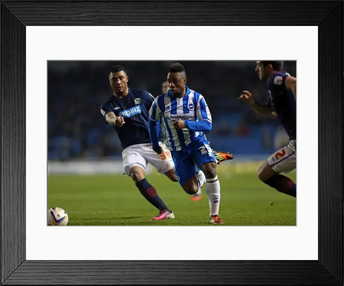 Framed Print : Kazenga LuaLua: In Action for Brighton & Hove Albion Against Blackburn Rovers, Npower Championship, Amex Stadium, February 12, 2013 Framed Print : Kazenga LuaLua: In Action for Brighton & Hove Albion Against Blackburn Rovers, Npower Championship, Amex Stadium, February 12, 2013