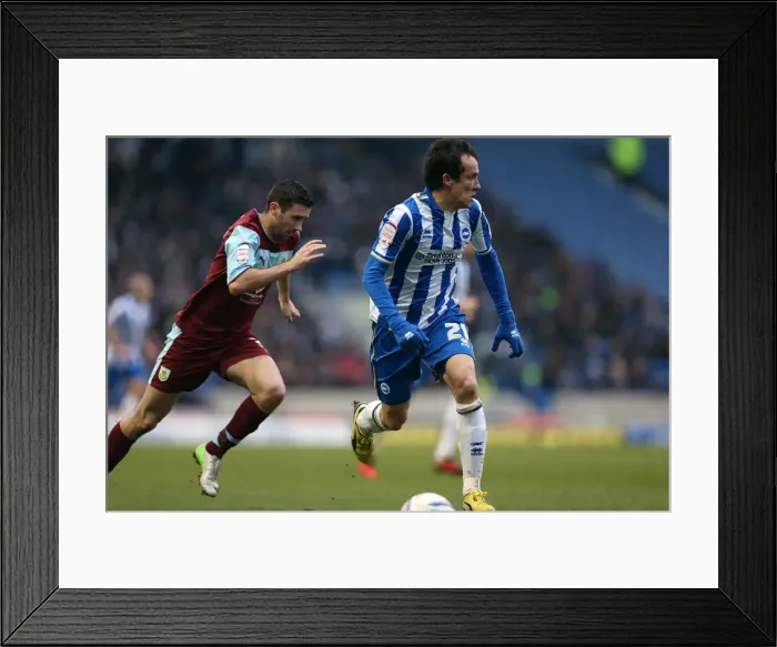 Framed Print : David Lopez Scores for Brighton & Hove Albion Against Burnley, February 23, 2013