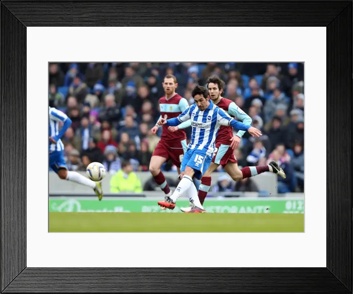 Framed Print : Brighton & Hove Albion vs. Burnley, February 23, 2013: Vicente's Shot at Amex Stadium