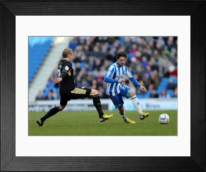Framed Print : Intense Championship Showdown: Wayne Bridge vs Ritchie De Laet at Brighton & Hove Albion vs Leicester City (April 6, 2013)