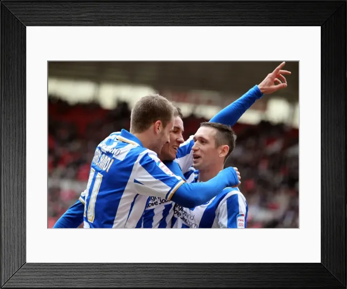 Framed Print : David Lopez's Double Act: Celebrating a 2-0 Goal with Orlandi and Crofts (April 13, 2013)