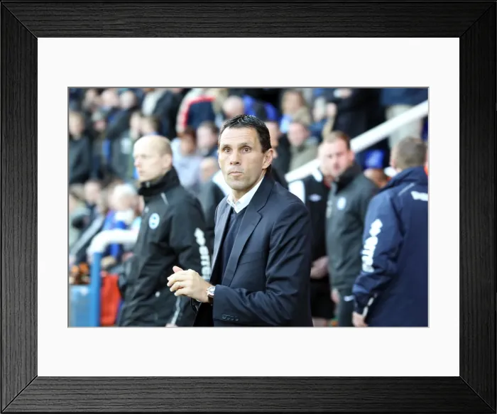 Framed Print : Gus Poyet Leads Brighton & Hove Albion Against Middlesbrough in Championship Clash at Peterborough (April 16, 2013)