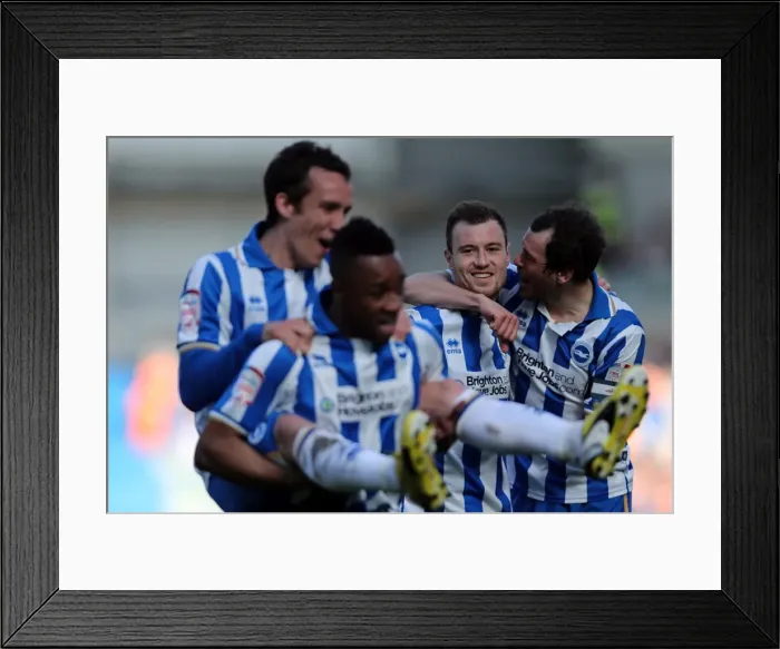 Framed Print : Ashley Barnes Scores Fifth Goal: Brighton & Hove Albion vs. Blackpool, April 20, 2013 (Amex Stadium)