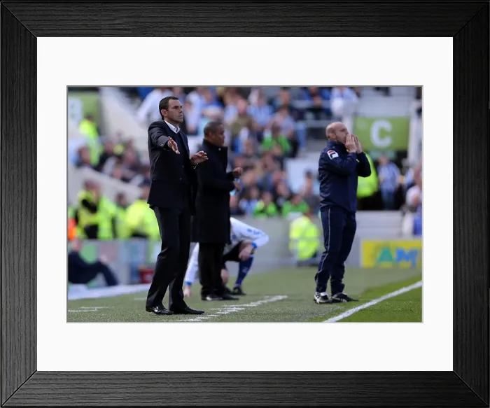 Framed Print : Gus Poyet Leading the Charge: Brighton & Hove Albion vs Blackpool, April 2013 Framed Print : Gus Poyet Leading the Charge: Brighton & Hove Albion vs Blackpool, April 2013