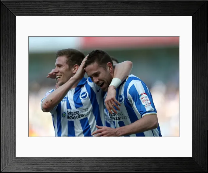 Framed Print : Matthew Upson Scores the Second Goal for Brighton & Hove Albion against Blackpool, April 20, 2013